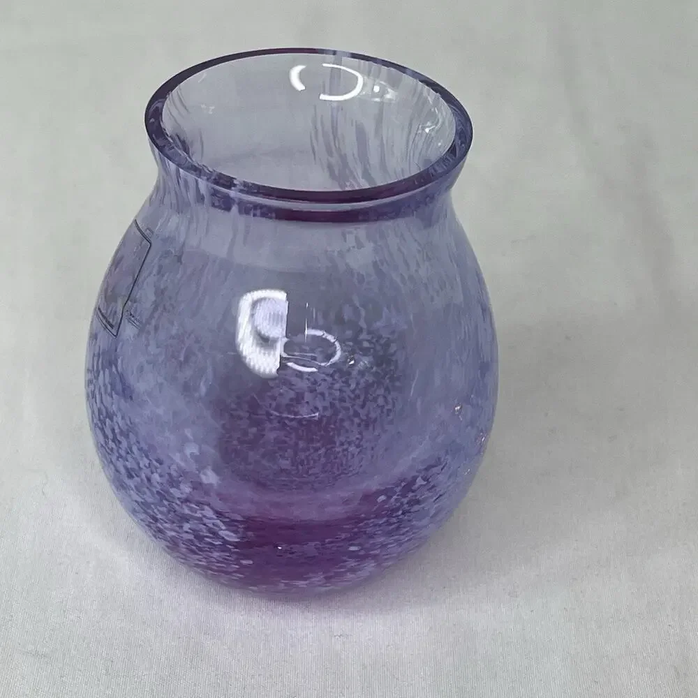 Caithness Purple With Speckled hand Blown Glass Mini Floral Vase Made Scotland